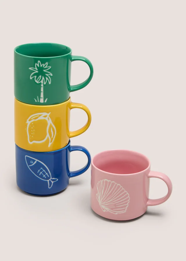 4 Pack Sorrento Wax Resist Mugs