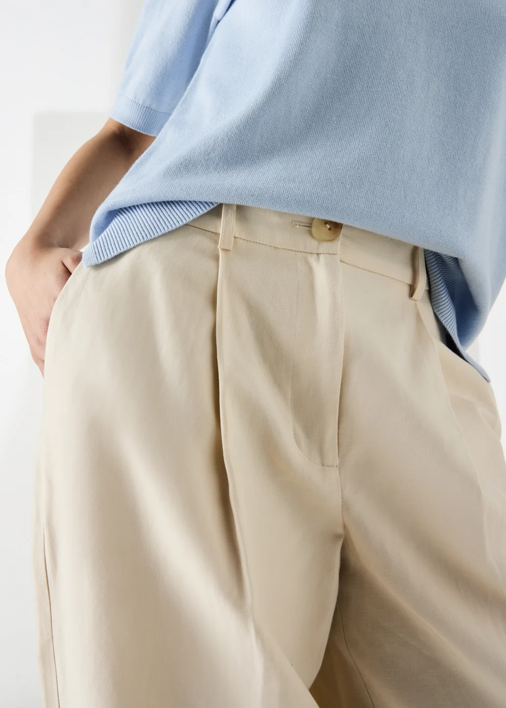Et Vous Cream Barrel Leg Trousers - 10/L31 Image 2