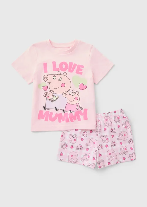 Peppa Pig Girls Pink I Love Mummy Pyjama Set (1-7yrs) - 1 to 1 half years Image 1