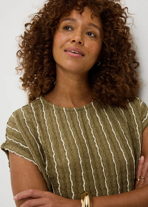 Khaki Stripe Co Ord Top - Size 8 Image 1