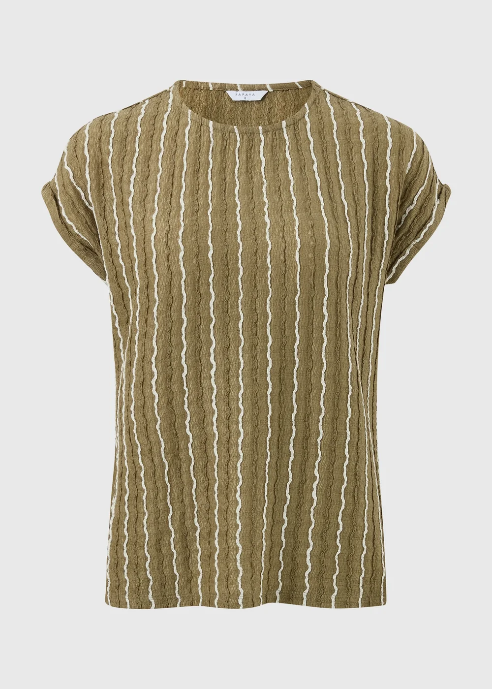 Khaki Stripe Co Ord Top - Size 8 Image 4