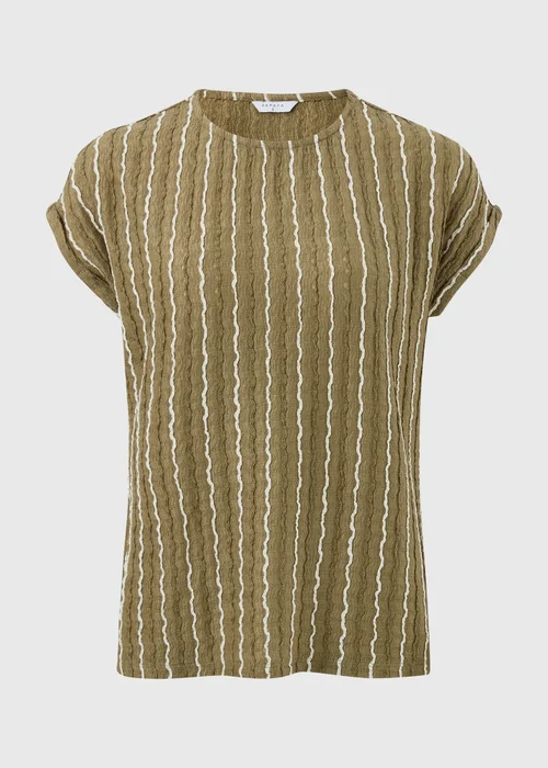 Khaki Stripe Co Ord Top - Size 8 Image 4