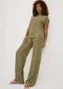Khaki Stripe Co Ord Top - Size 8 Image 3