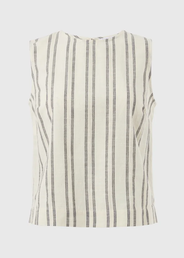 Cream Stripe Co Ord Vest Top