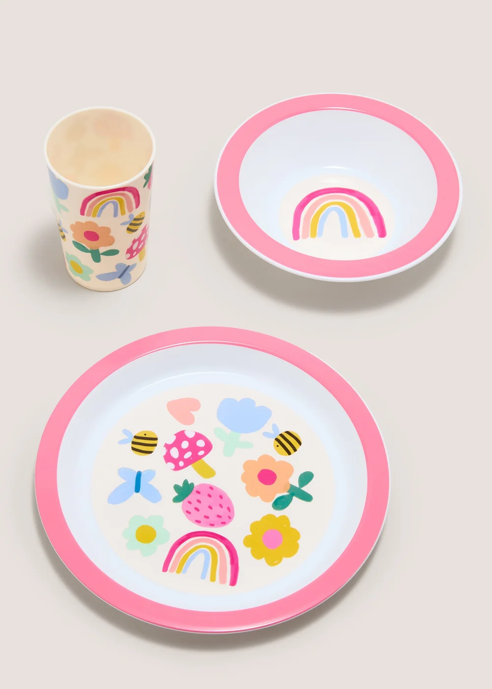 3 Piece Kids Flower Print Dinner Set Image 1