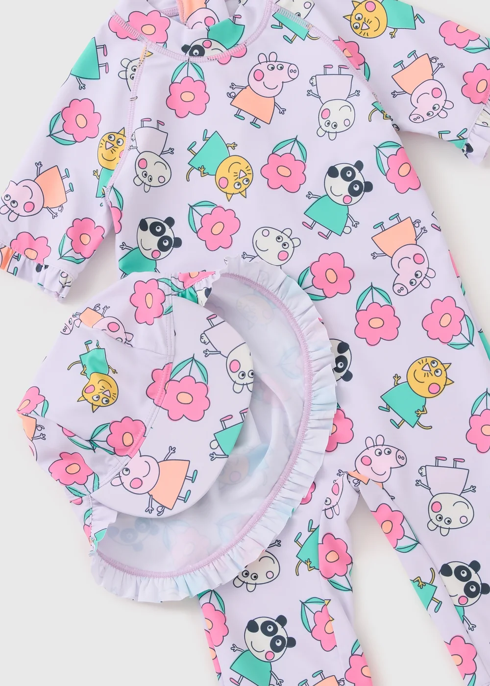 Peppa Pig Girls Lilac Surf Suit & Hat Set (12mths-5yrs) - Age 12 - 18 Months Image 2