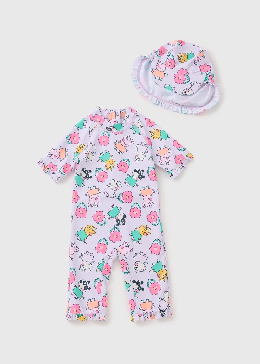 Peppa Pig Girls Lilac Surf Suit & Hat Set (12mths-5yrs) - Age 12 - 18 Months Image 1