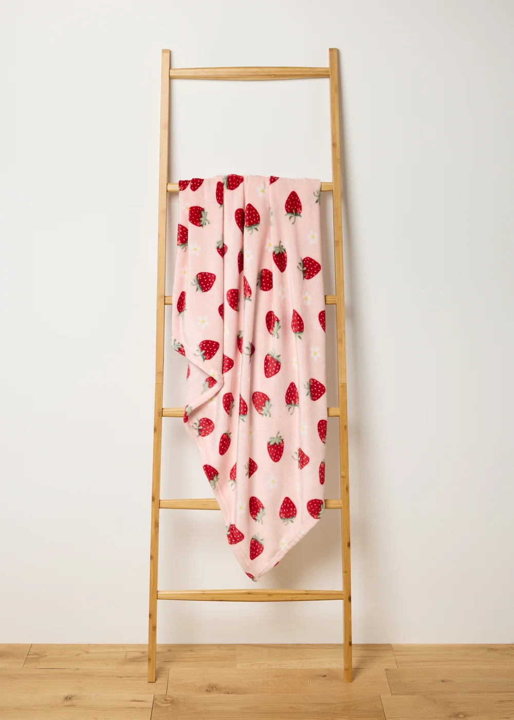 Pink Strawberry Print Fleece Throw Image 1