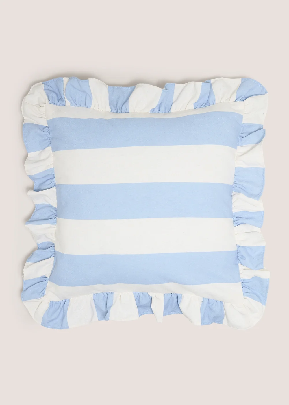 Blue Stripe Frill Cushion Image 1