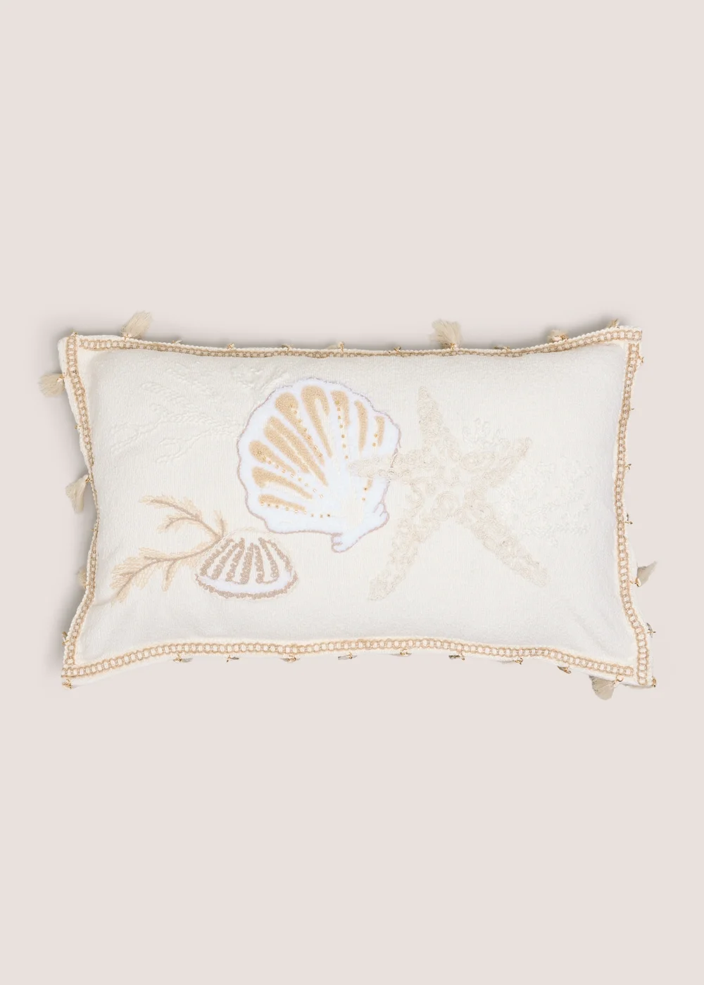 Natural Shell Embroidered Cushion Image 1