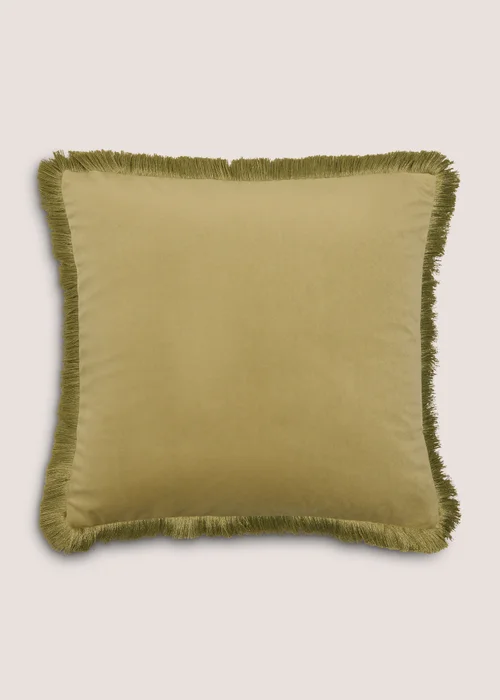 Green Fringe Cushion Image 1