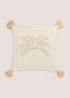 Natural Embroidered Palm Tree Cushion Image 1