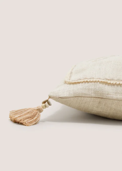 Natural Embroidered Palm Tree Cushion Image 2