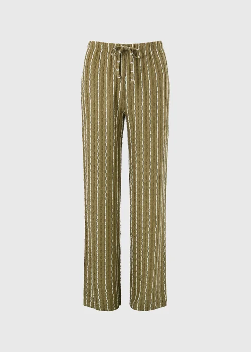 Khaki Stripe Jersey Wide Leg Co Ord Trousers - 20/L29 Image 4