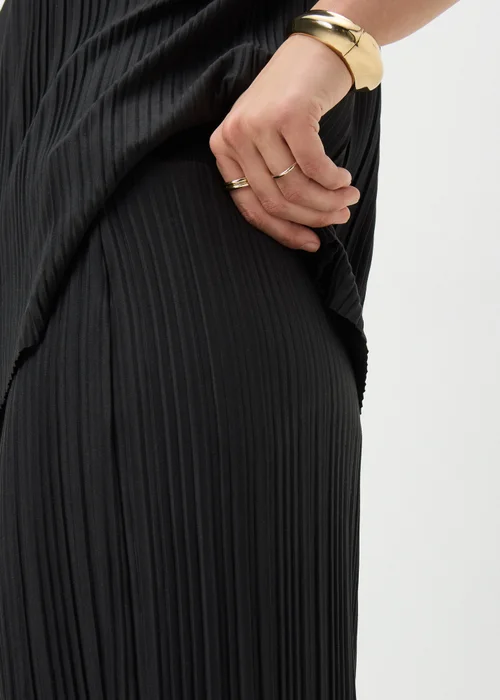 Black Plisse Wide Leg Co Ord Trousers - 14/L29 Image 3