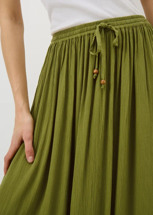 Khaki Cheesecloth Maxi Skirt - Size 8 Image 3