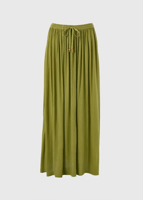 Khaki Cheesecloth Maxi Skirt - Size 8 Image 4
