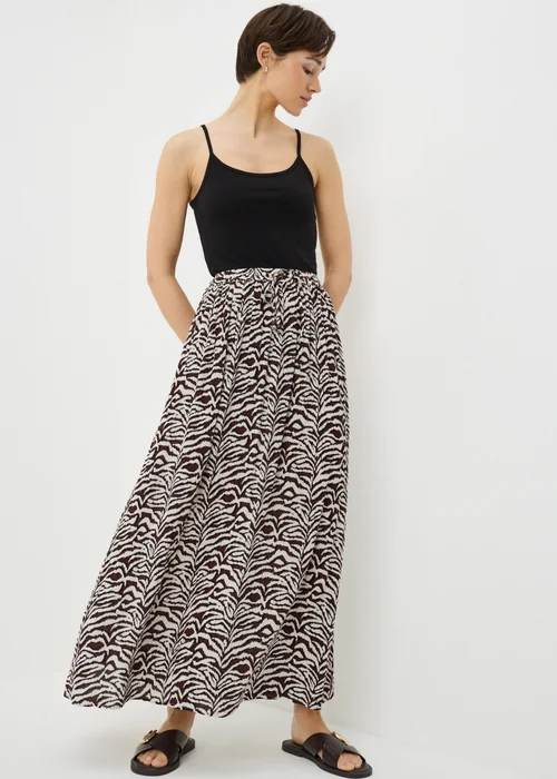 Brown Zebra Print Cheesecloth Maxi Skirt - Size 8 Image 1