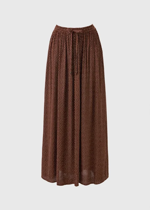 Chocolate Brown Spot Cheesecloth Maxi Skirt - Size 8 Image 4