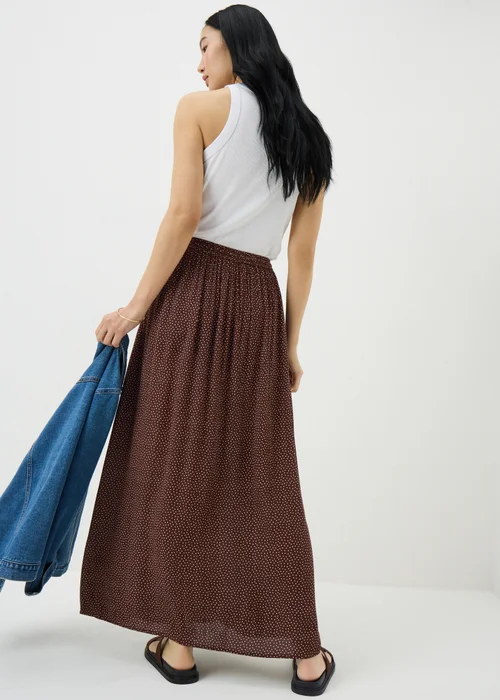 Chocolate Brown Spot Cheesecloth Maxi Skirt - Size 8 Image 3