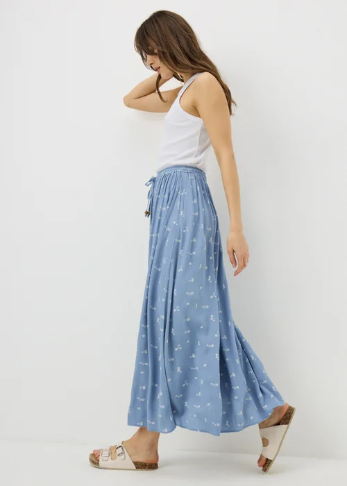 Blue Ditsy Floral Cheesecloth Maxi Skirt - Size 8 Image 3