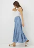 Blue Ditsy Floral Cheesecloth Maxi Skirt - Size 8 Image 3