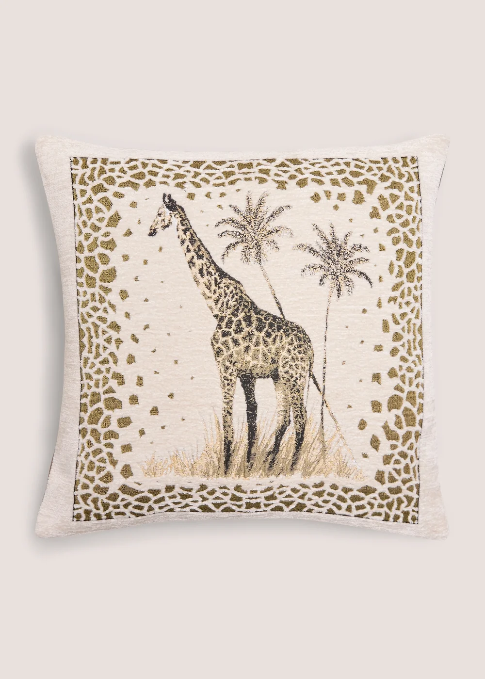 Natural Giraffe Jacquard Cushion Image 1