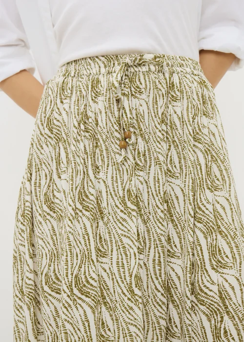 Khaki Printed Cheesecloth Maxi Skirt - Size 8 Image 2