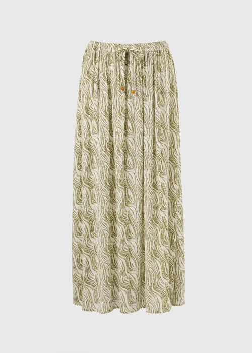 Khaki Printed Cheesecloth Maxi Skirt - Size 8 Image 4