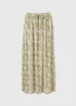 Khaki Printed Cheesecloth Maxi Skirt - Size 8 Image 4