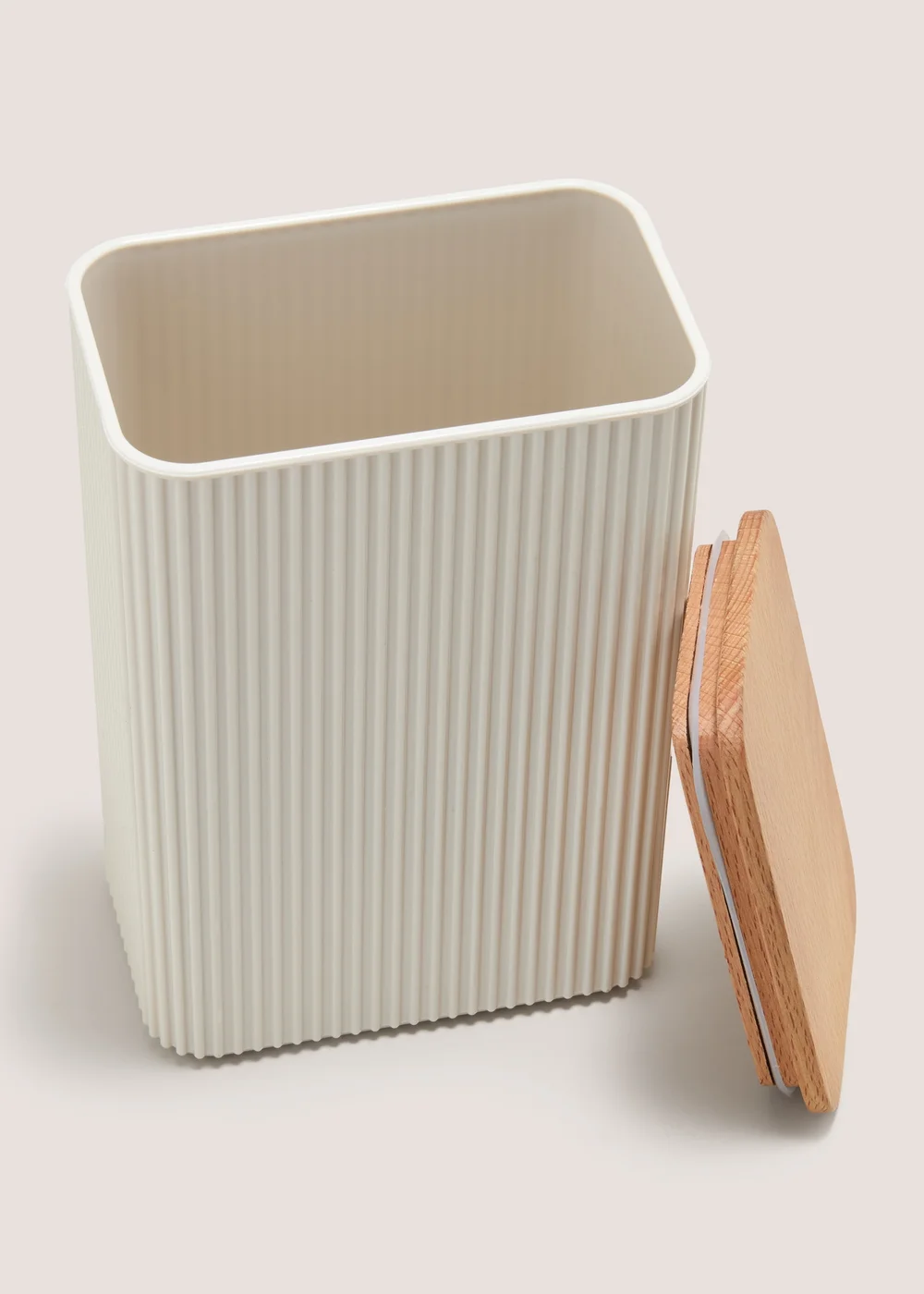 Cream Rib Plastic Wood Handle 2.4L Storage Canister Image 2
