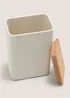 Cream Rib Plastic Wood Handle 2.4L Storage Canister Image 2