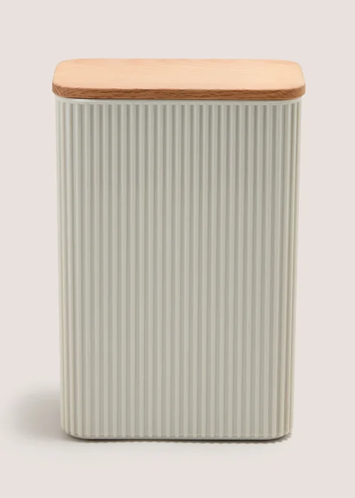 Cream Rib Plastic Wood Handle 2.4L Storage Canister Image 1
