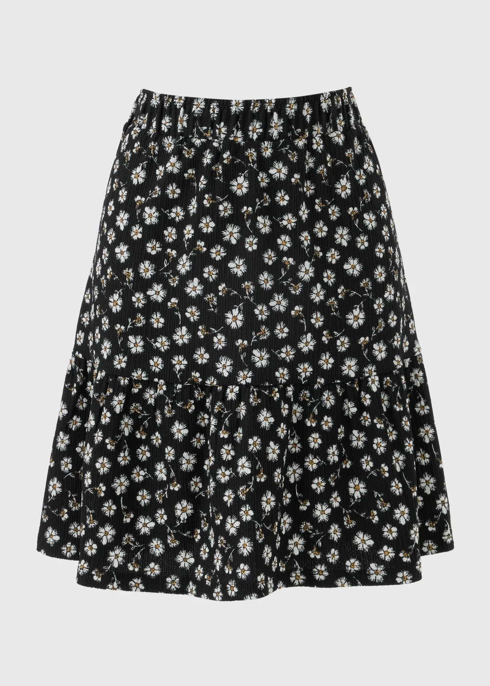 Black Ditsy Floral Textured Jersey Mini Skirt - Size 8 Image 1