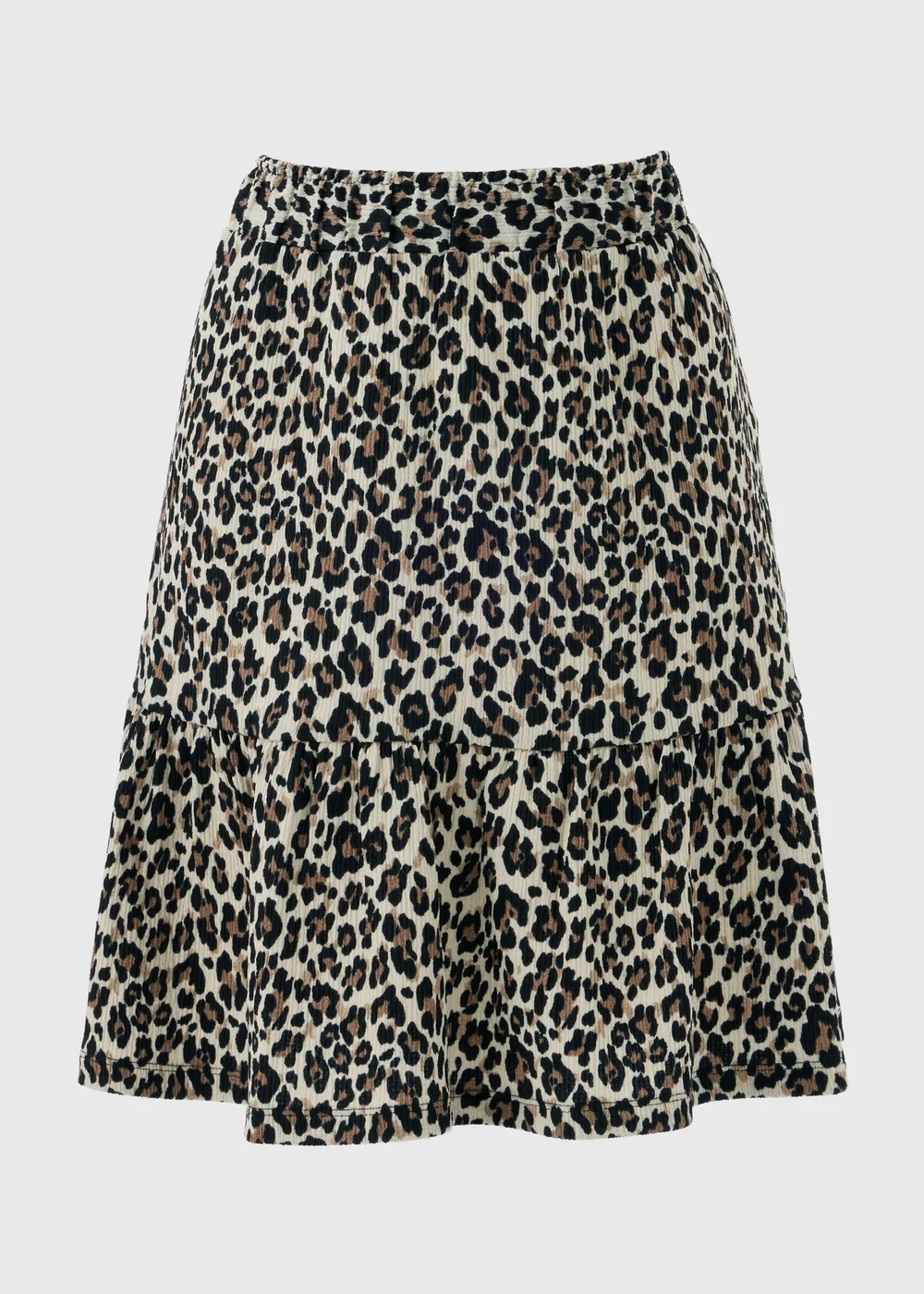 Brown Leopard Print Textured Jersey Mini Skirt - Size 8 Image 1