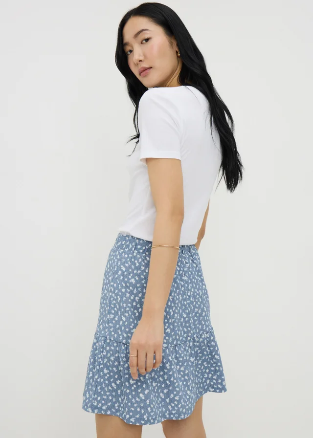 Blue Ditsy Floral Mini Skirt