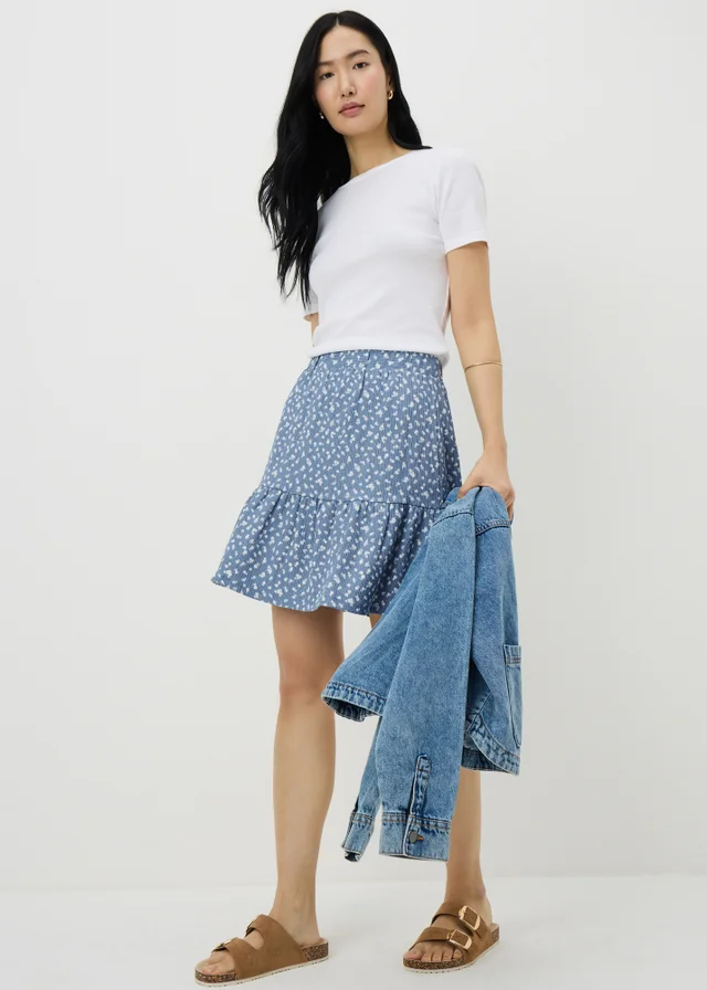 Blue Ditsy Floral Mini Skirt