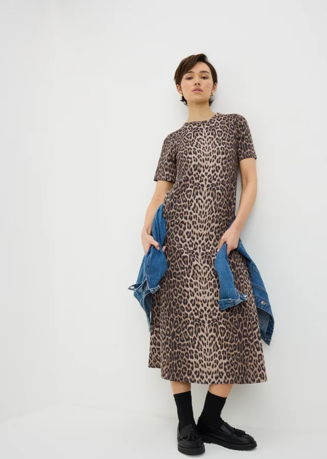 Animal Print Midaxi T-Shirt Dress