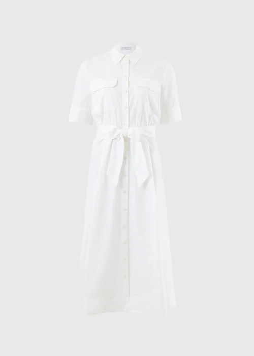 White Poplin Belted Midaxi Shirt Dress - 22 Image 4