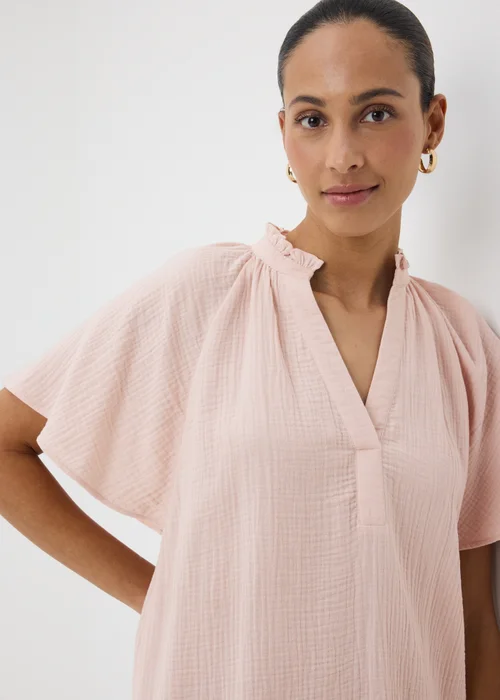 Pink Double Cloth Popover Mini Dress - 10 Image 3