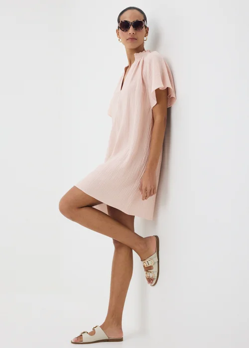 Pink Double Cloth Popover Mini Dress - 10 Image 1