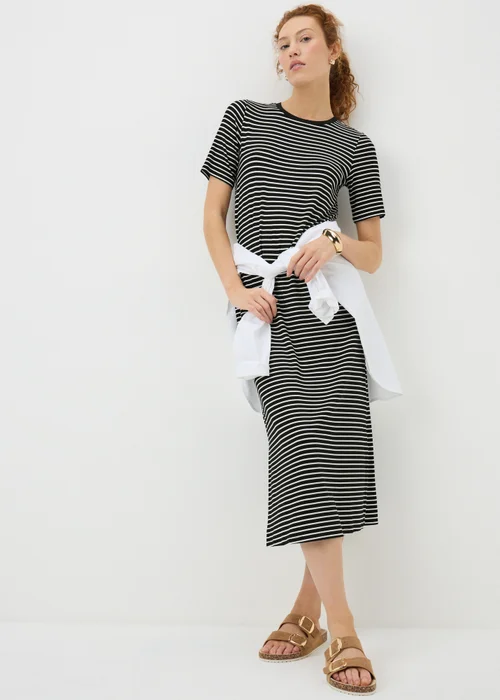 Black Stripe T-Shirt Midi Dress - 8 Image 1