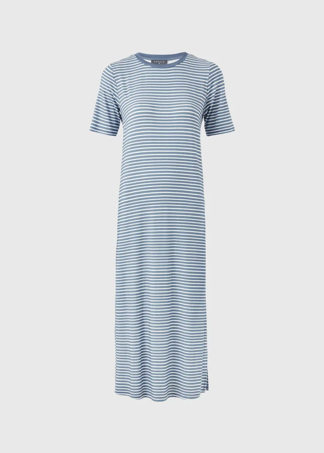 Blue Stripe T-Shirt Midi Dress