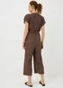 Brown Polka Dot Plisse Belted Jumpsuit - Size 8 Image 2