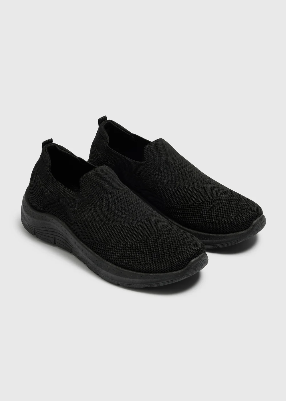 Black Knitted Slip On Trainers - Size 3 Image 1