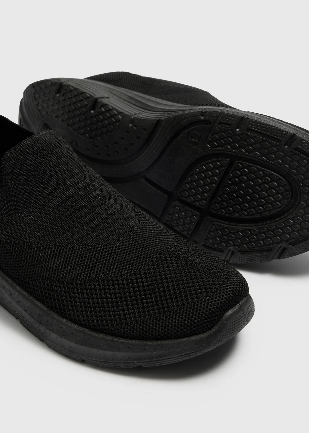 Black Knitted Slip On Trainers - Size 3 Image 2