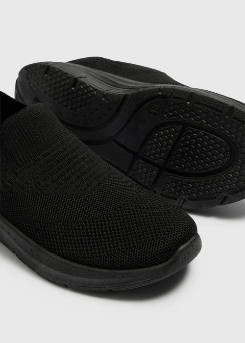 Black Knitted Slip On Trainers - Size 3 Image 2