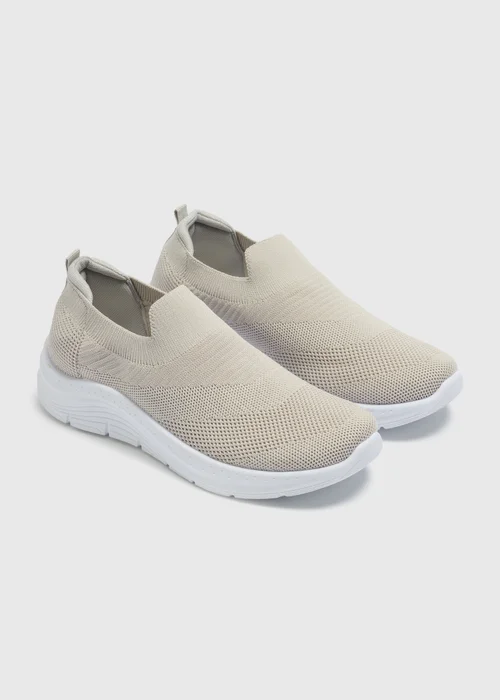 Grey Knitted Slip On Trainers - Size 3 Image 1