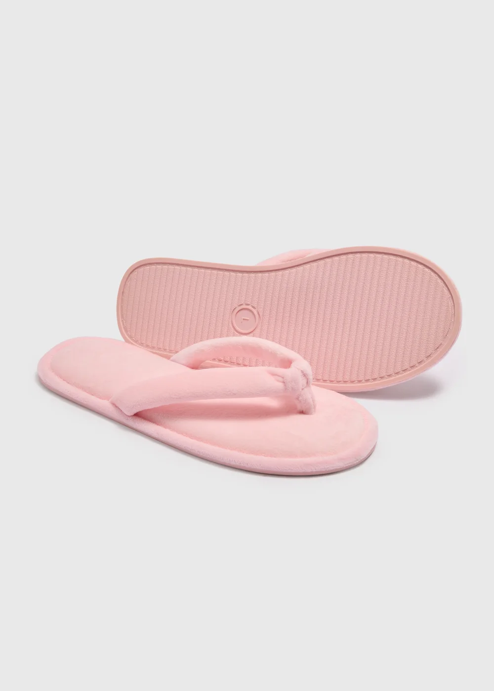 Pink Velour Flip Flop Slippers - Small Image 2