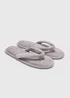 Grey Velour Flip Flop Slippers - Small Image 1